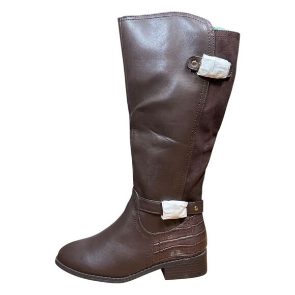 KAREN SCOTT Womens Brown Wide Calf Leandraa Almond Riding Boot 7.5W New With Box - Picture 3 of 7